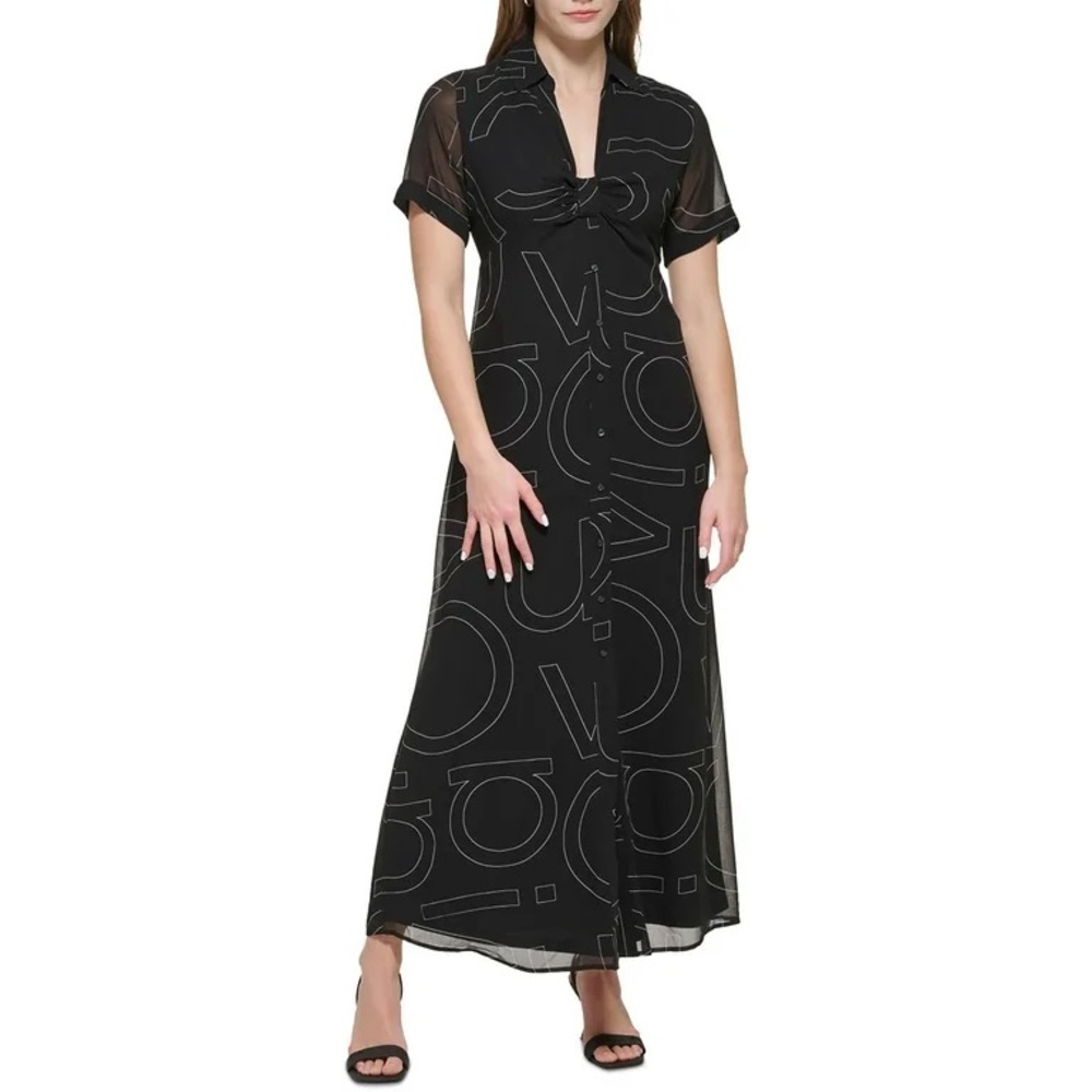 NWT Calvin Klein Chiffon Printed Maxi Dress